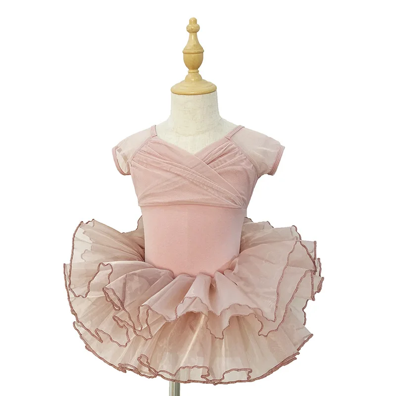 

New Girl Pink Ballet Tutu Dress 2-8 Ys Fashion Professional Kids Dancing Party Dress Performance Costume Princess Wedding Dress