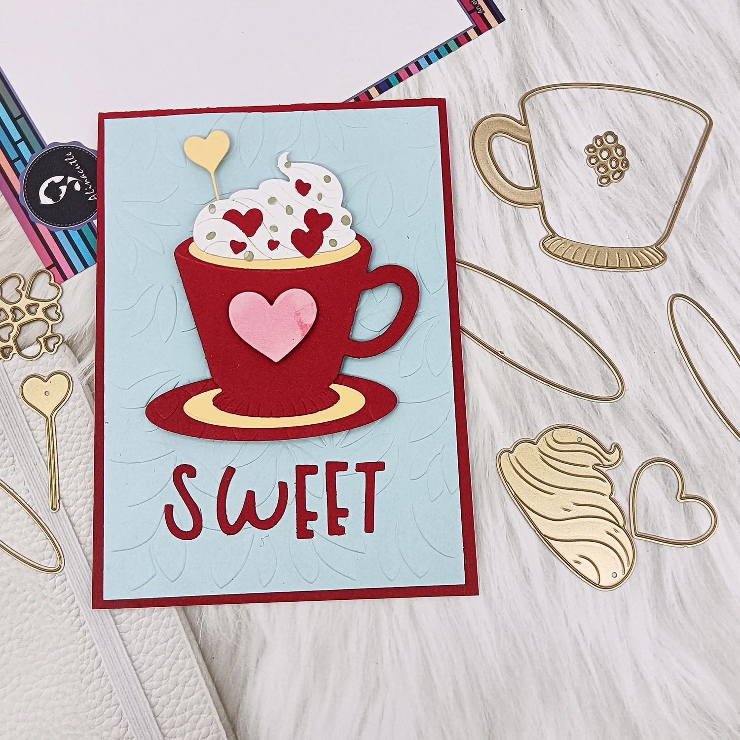 Alinacutle Herz Kaffee Metall Stanzform für Geschenk Papier Handwerk handgemachte Kartenherstellung DIY Grußkarten Scrapbooking