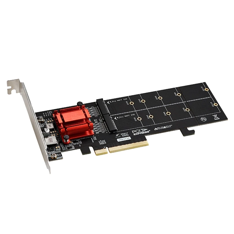 Top-PCIE3.1 X8 To Dual M.2 Hard Disk Expansion Card ASM1812 Chip Supports NVME Protocol Full Speed Adapter Card