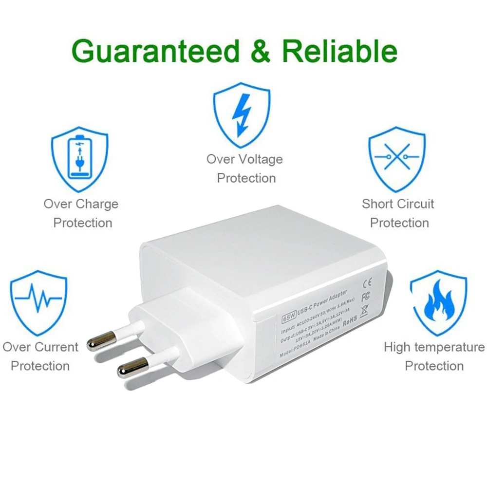 45W 65W 87W 20V 3.25A USB Type C PD Charger USB C Power Laptop Adapter for Macbook Pro 12 13 Huawei Matebook HP DELL Notebooks