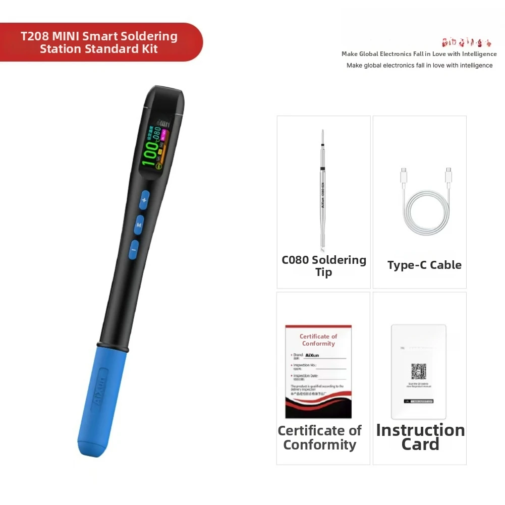 T208 Soldering Iron Adjustable Temperature 90-450C Digital Display LCD Screen Rapid-Heating Smart-Sleep Mode For Repair Tool