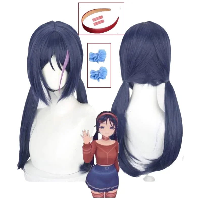 Crazy Mita Cosplay Wig Game MiSide Mail Character Purple Hair Women Primary Yandere Wig Headwear Accessories