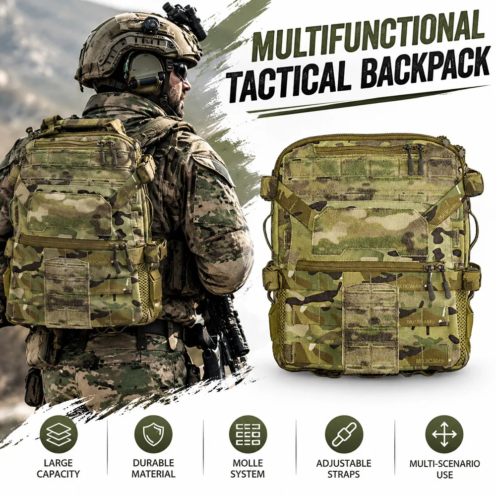 Tactical Micro Back Panel MOLLE Hydration Pack Helmet Storage Bag Game Props for Airsoft CS Wargames Outdoor Hunting Combat