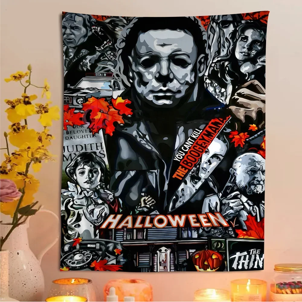 American Horror Movies Halloween Michael Myers Printed Large Wall Tapestry Hanging Tarot Hippie Wall Rugs Dorm Home Decor