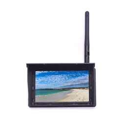 FPV 5.8G 48CH Monitor ricevitore da 4.3 pollici ricerca automatica con batteria incorporata OSD con paralume LCD 480x272 Pixels16:9 NTSC / PAL