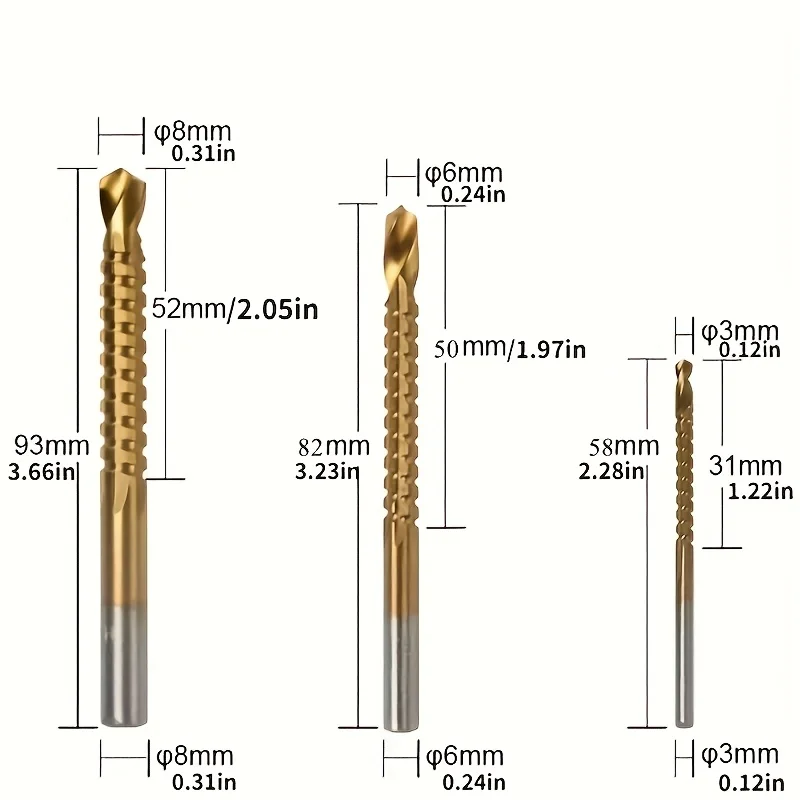 6pcs Step Drill Bit Set, - Cast Cutter 4-20 4-12 3-12mm 3 6 8, Suitable for Woodworking and Metal Core Drilling