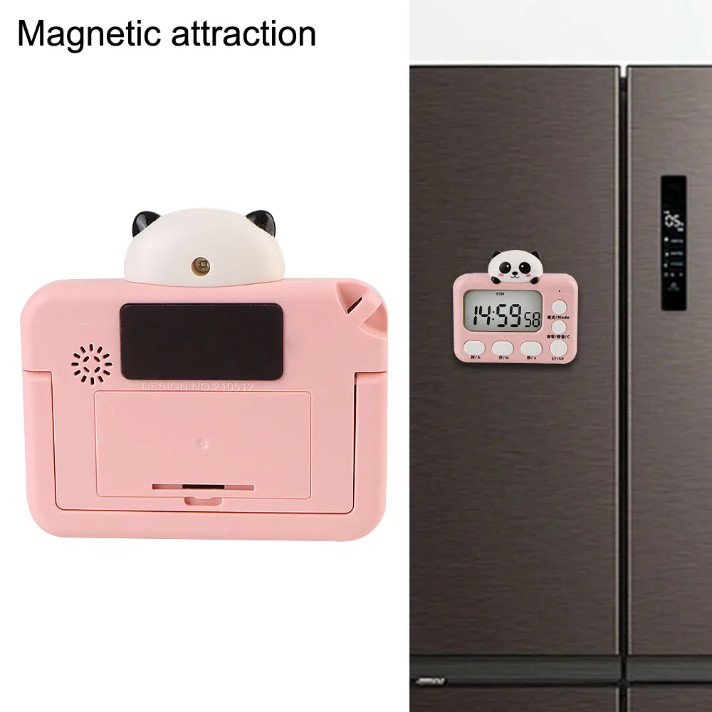 LED Display for Cooking Bake Timer Kitchen with Invisible Stand Cartoon Animal Countdown-Timer Magnetic Digital Cooking Timer