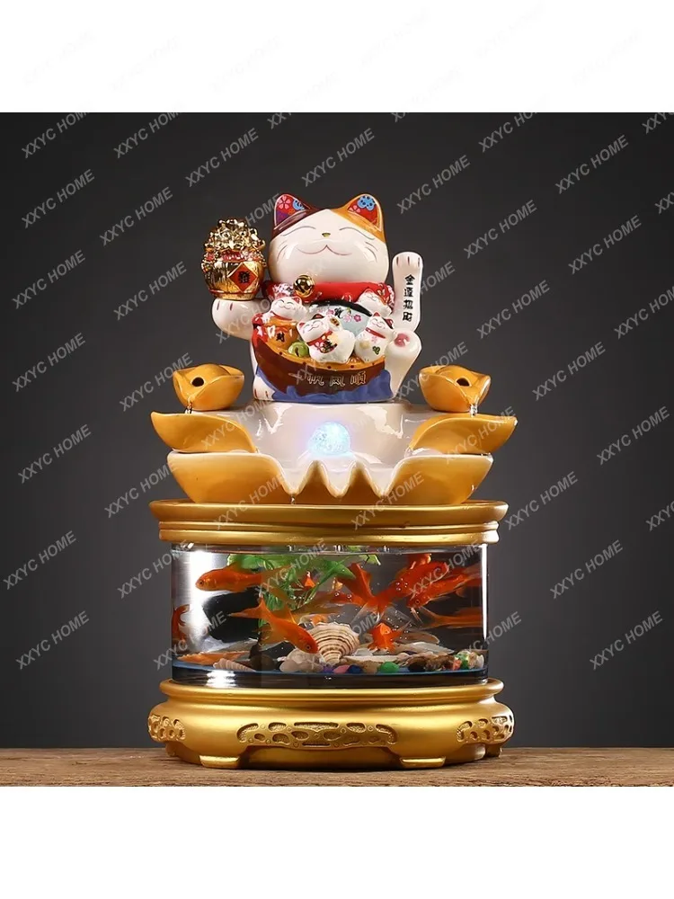 Ecological Fish Tank Self-Circulation Living Room Desktop Flowing Water Glass Aquarium Landscaping