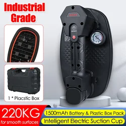 220KG Load Electric Vacuum Suction Cup with Pressure Gauge Air Pump Glass Tile Lifter Powerful Suckers with 1500mAh Battery