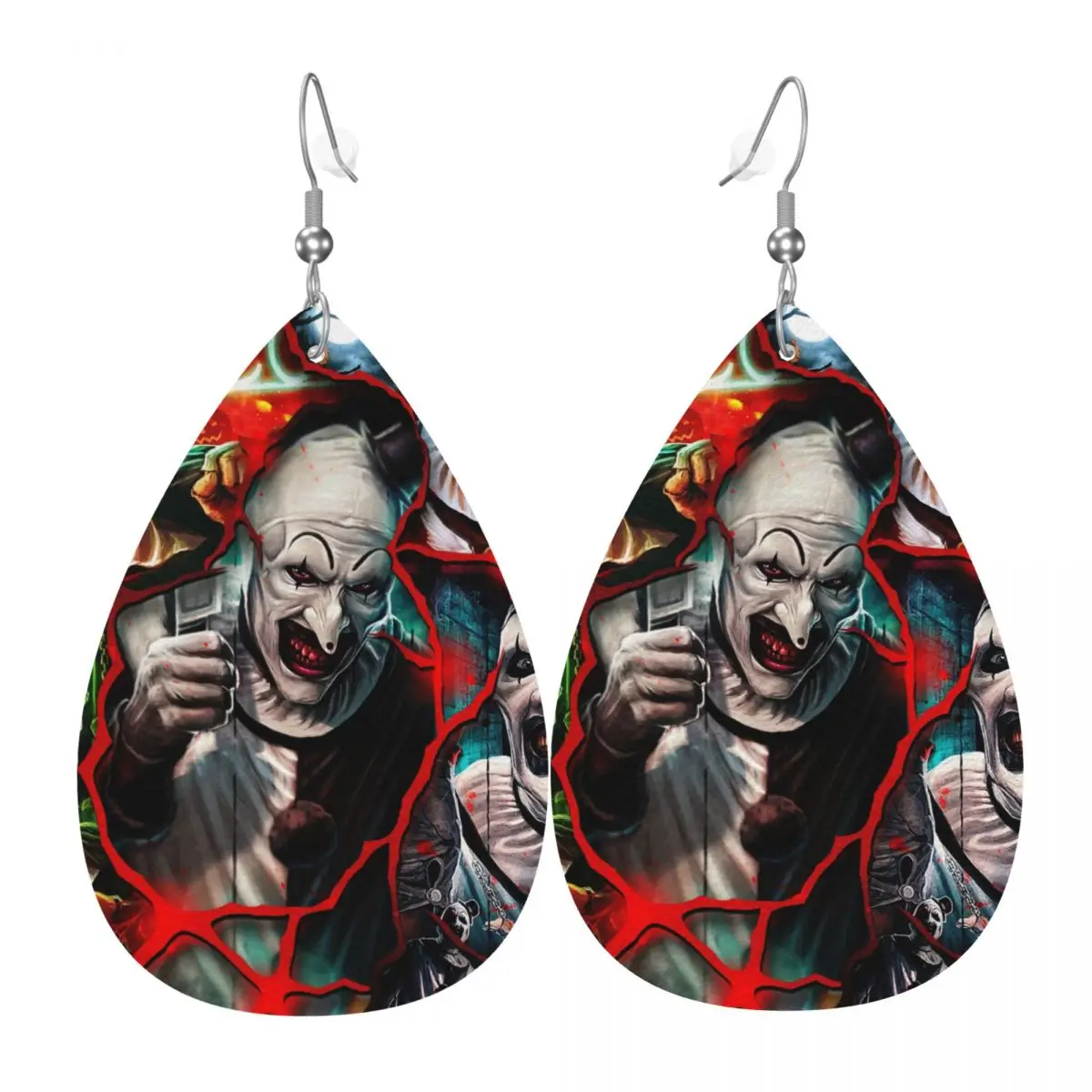 

Кожаные серьги с изображением фильма ужасов на заказ, висячие серьги для женщин, ювелирные аксессуары