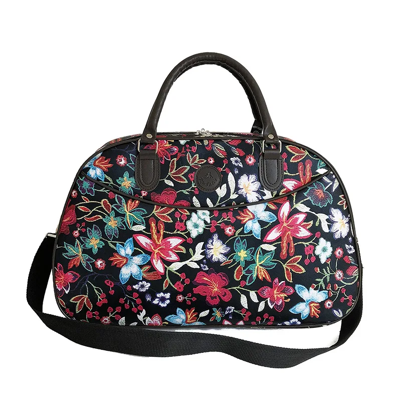 Outdoor Leather Women Travel Bags Handbags New Fashion Portable Hand Fitness Floral Duffel Bag Waterproof Weekend Bag For Lady