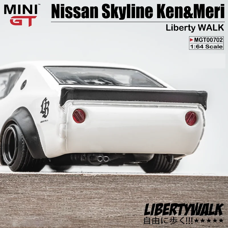 Minigt Schaal 1/64 Nissan Skyline Ken & Meri 2000gt-r (Kpgc110) Liberty Walk Legering Speelgoed Motorvoertuig Gegoten Metalen Model Geschenken