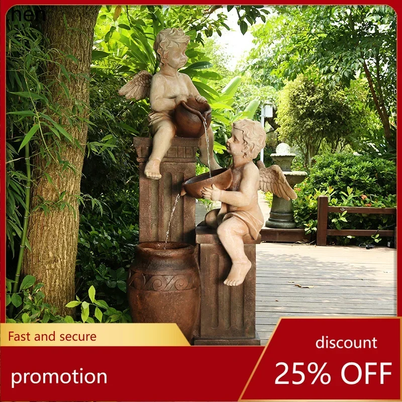 L19- Angel Fountain Landscape Outdoor Flowing Water Ornament Home Garden Arrangement Courtyard Yard Waterscape Decoration