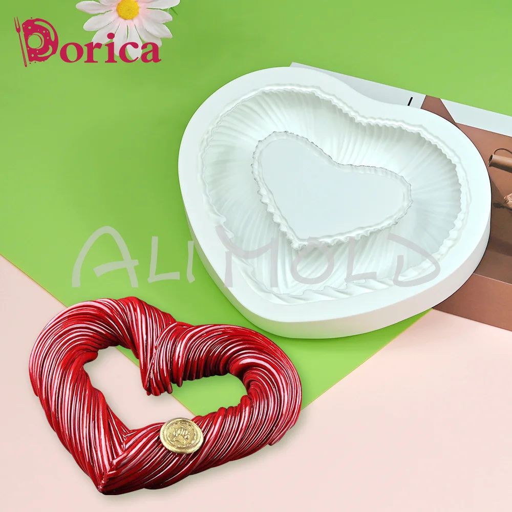 3D Spiral Heart French Dessert Silicone Cake Mold DIY Valentine's Day Chocolate Mousse Pastry Mould Food Grade Tray Baking Tools