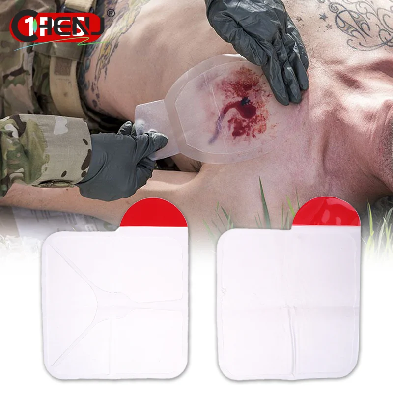 Portable Square Medical Chest Seal Vented Dressing Bandage First Aid Kit Rescue Chest Seal Outdoor Emergency Medical Tool