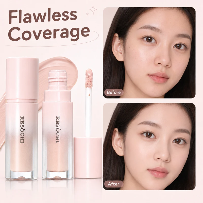 RESÔCHI Liquid Concealer Full Coverage Lightweight Creamy Concealer Long Lasting Cover Dark Spots Blemish Face Makeup for Women