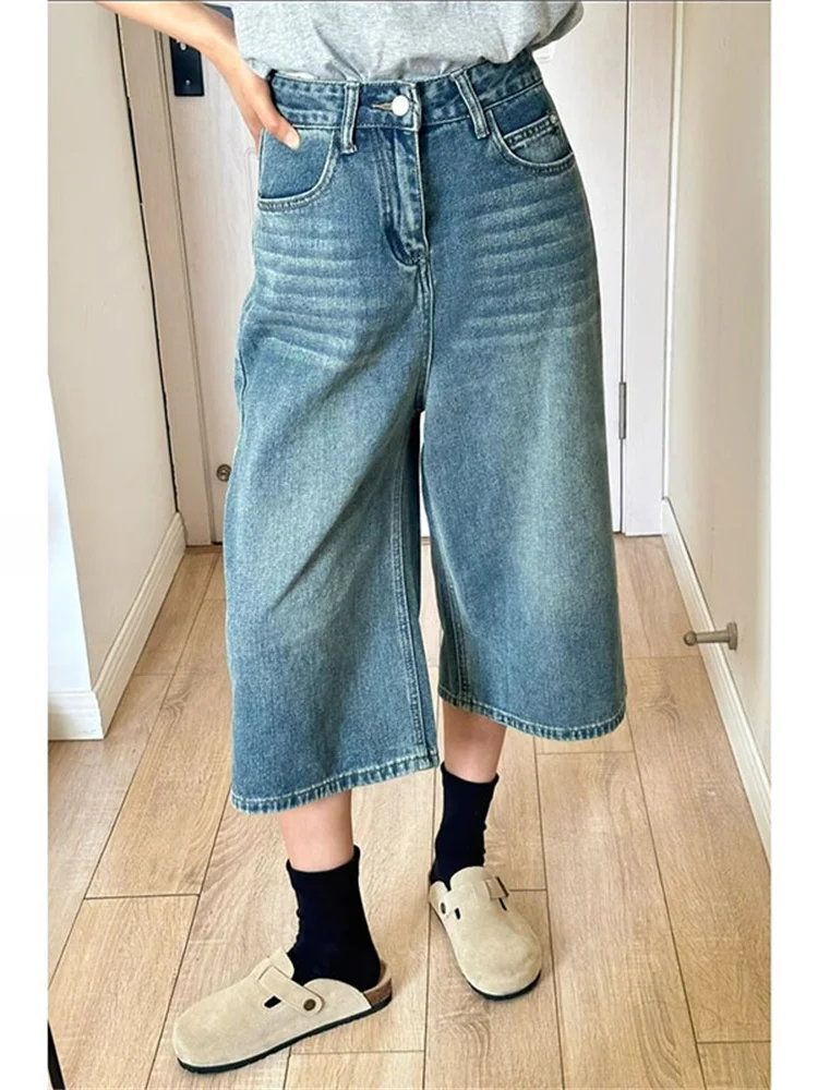 

High Waist Wide Leg Seven-Foot Denim Jeans Women's Loose Fit Straight Leg Pants for Pear aped Body Autumn Faion Casual