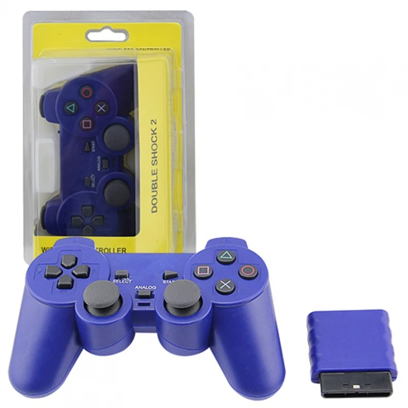 Wireless controller COMPATIBLE for SONY PLAY STATION 2 DUALSHOCK 2 PS2 batteries blue # Sony Play Station 2 Fat SCPH-3000X (SCPH-30000R, SCPH-30001, SCPH-30001R, SCPH-30002, SCPH-30003, SCPH-30004, SCPH-30006) # Sony Play Sta