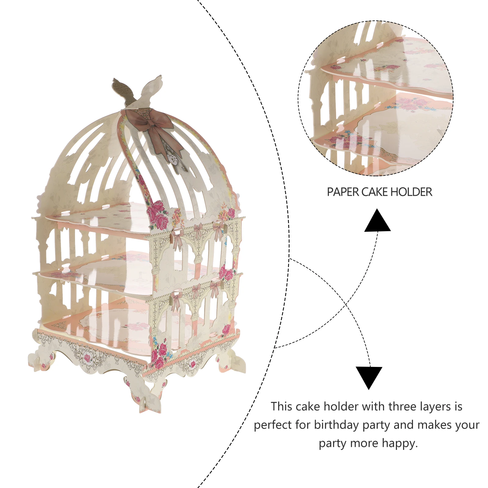 

Cake St 3 Layers Premium Paper Sturdy Wedding Party Birthday Christening Bridal Shower Cake Display Rack Snack Holder