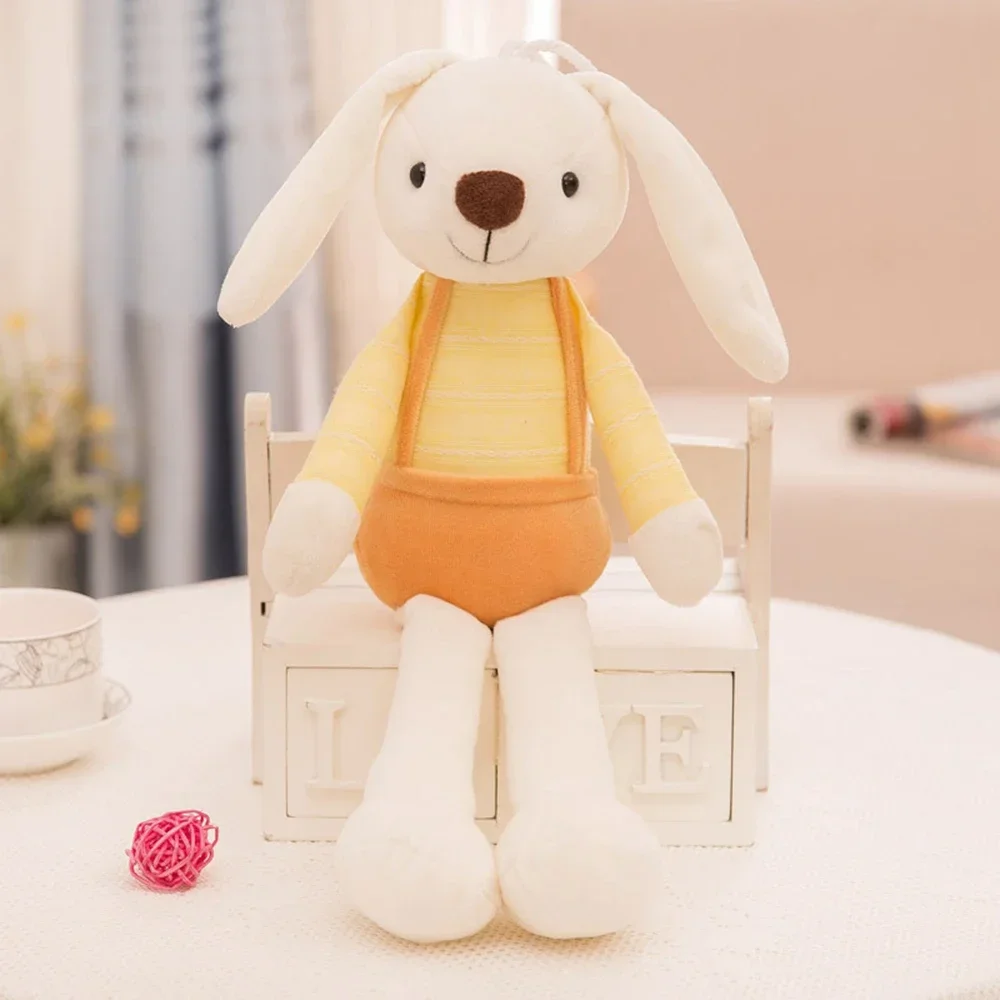 40CM Colorful Candy Long Ear Rabbit Plush Toy Cute Wall Overalls Turned Rabbit Doll Children's Christmas Birthday Gift