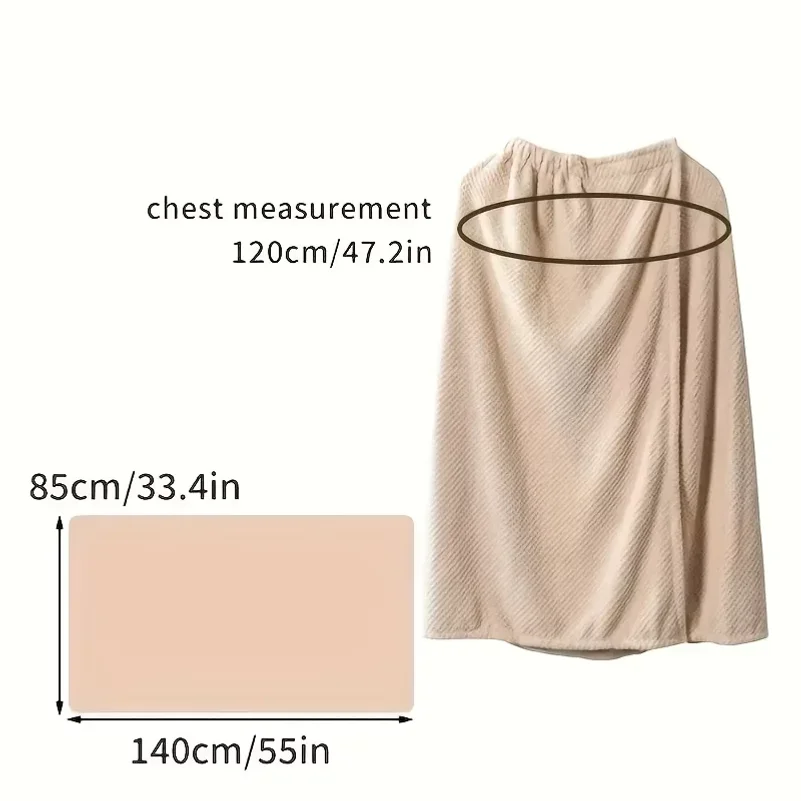 Microfiber Strapless Shower Skirt - Wearable Bath Towel Style Slip, Lightweight Absorbent Essential for Bathroom Daily Use