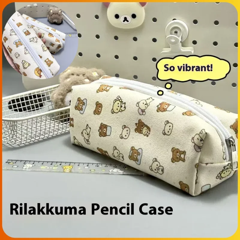 

Rilakkuma Large Capacity Pen Bag Cute Cartoon Anime Stationery Storage for Students High Appearance Learning Supplies Gift