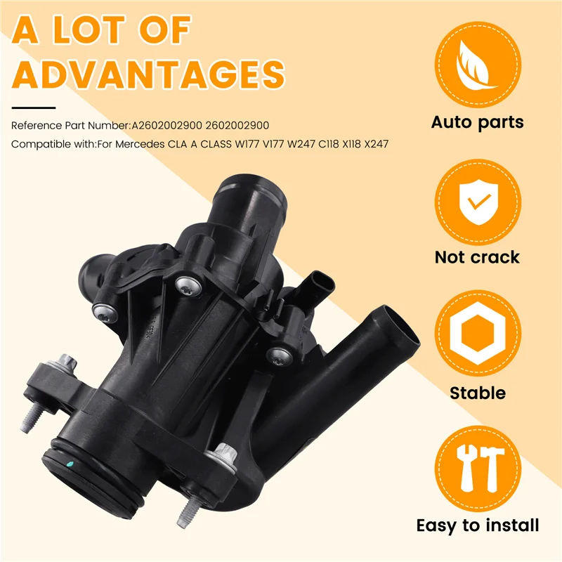 

HOT-A2602002900 Engine Coolant Thermostat For Mercedes Benz CLA A CLASS W177 V177 W247 C118 X118 X247 2602002900,A2602002900 Eng