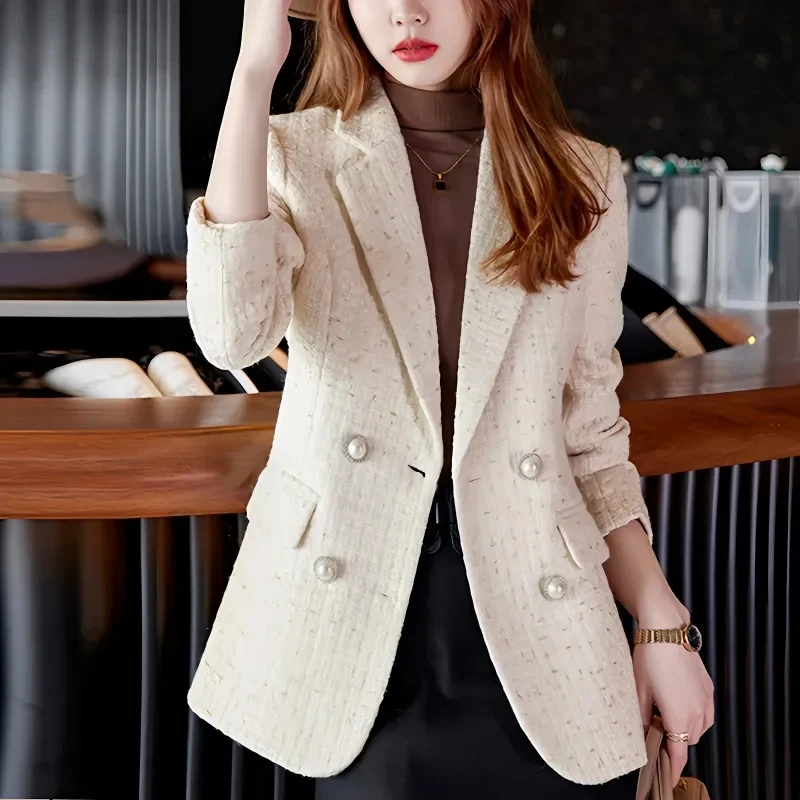 

Suit Coat Women's Spring and Autumn 2023 New Little Fragrance Goddess Style Temperament High Grade Short Blazer Woolen Top Tide