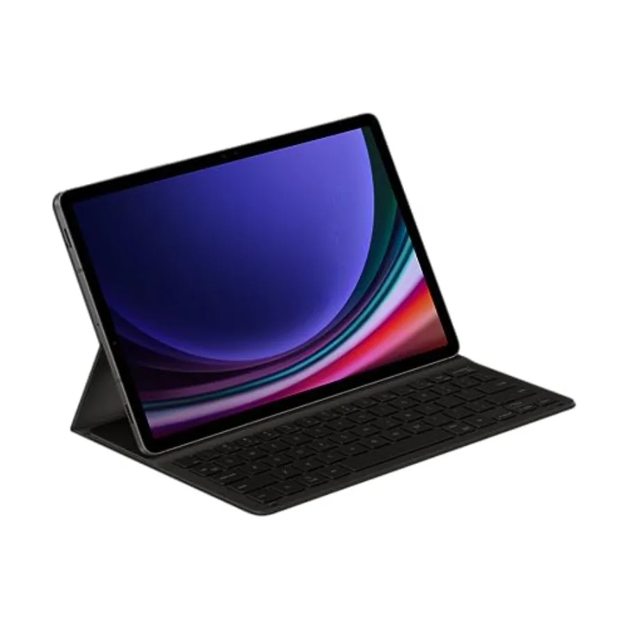 

Тонкий чехол-клавиатура для Galaxy Tab S9 в черном цвете, легкий дизайн для портативной работы и точного набора текста.