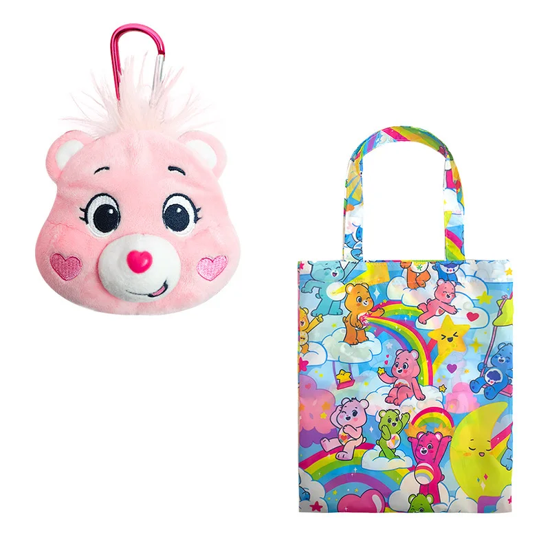 Kawaii arc-en-ciel ours porte-monnaie porte-clés Anime Carebears pendentif en peluche dessin animé enfant portefeuille en peluche mignon fille sac à dos pendentif cadeau