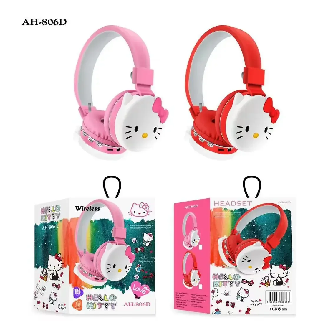 Sanrio Hello Kitty Kuromi Bluetooth Headphone Wireless Headsets Cartoon with Mic Foldable Lightweight Earphone for Phones Laptop