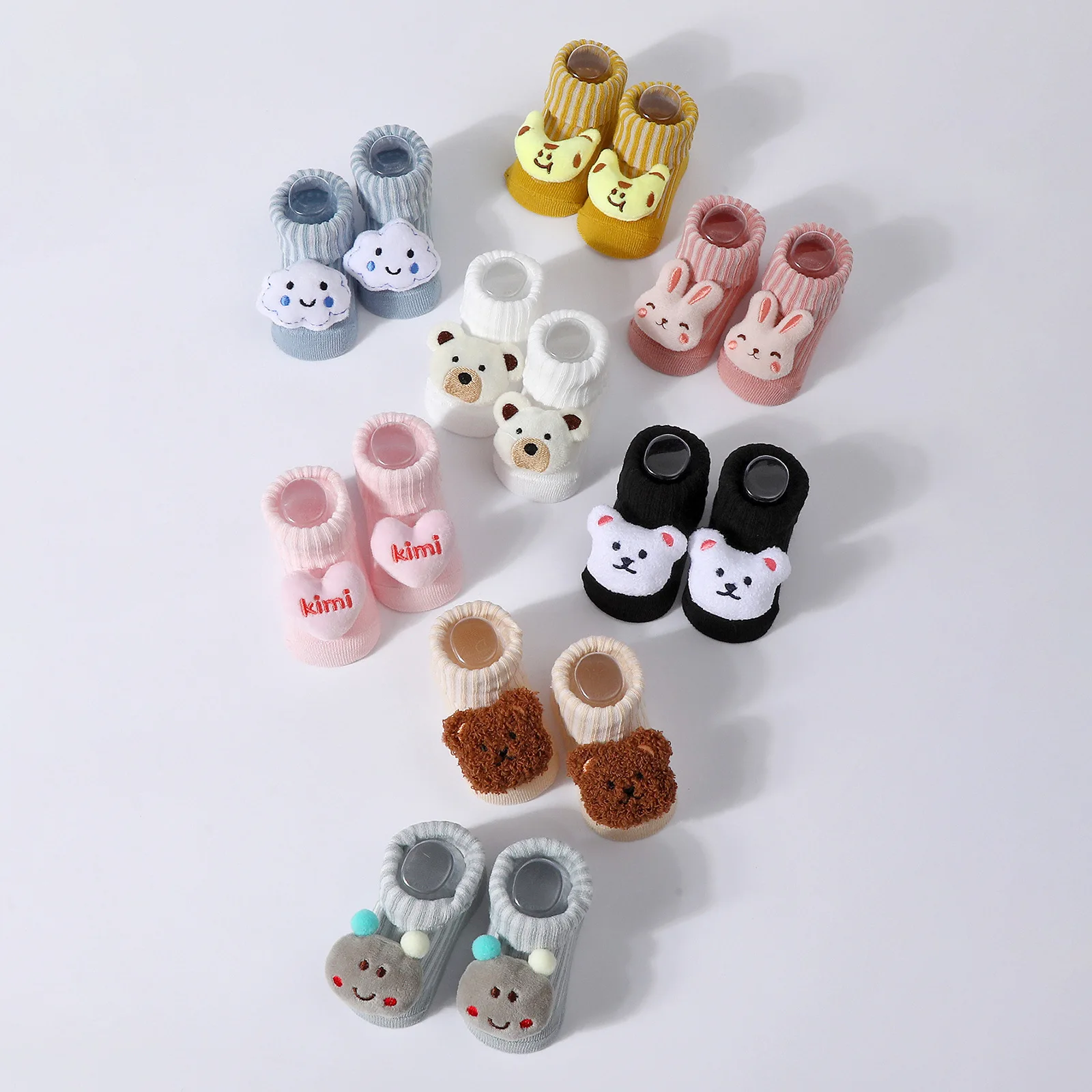New Newborn Baby Socks Infant Boy Girl Sokken for 0-6 Months Cute 3D Cartoon Doll Knitted Cotton Breathable Short Socks