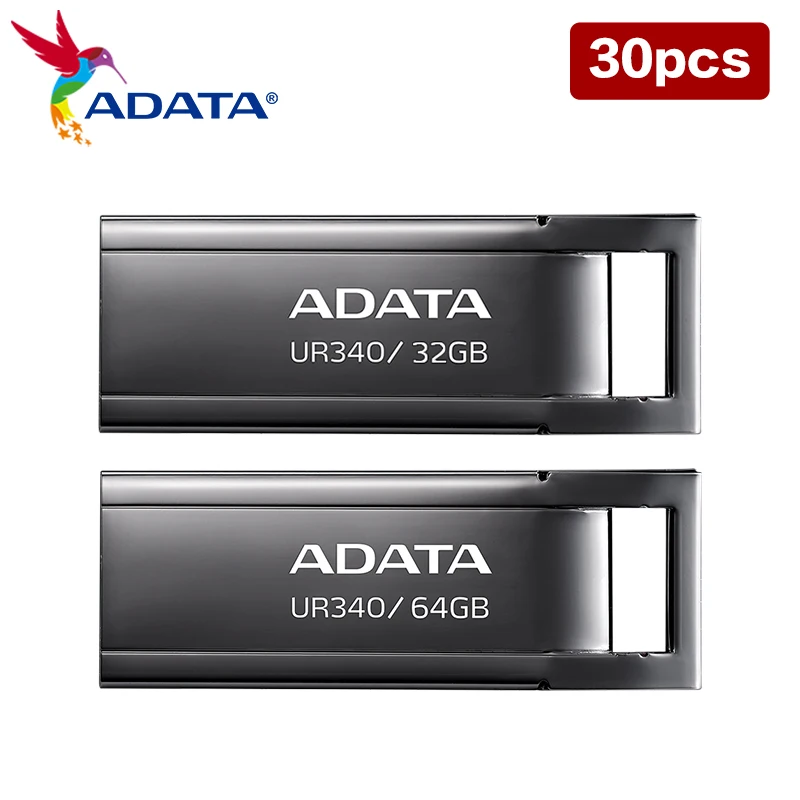 30PCS Wholesale ADATA ROYAL UR340 USB Flash Drive USB 3.2 Pen Drive 32GB 64GB Metal Pendrive Original Storage U Disk for PC