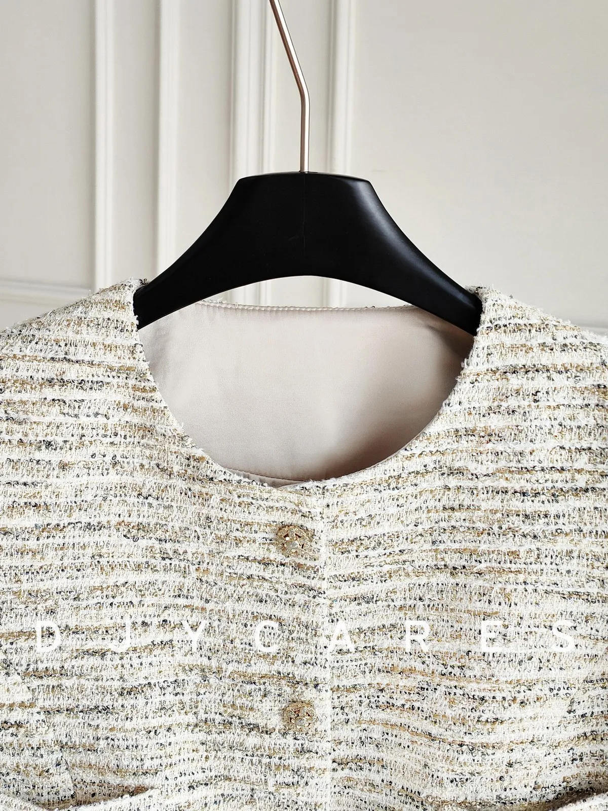 New Mid to long waisted rice gold mixed woven coarse woolen coat top big size