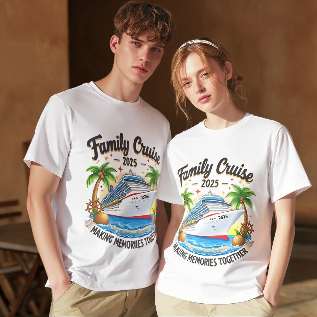 

Teevo Cruise Themed T-Shirts Family Vacation Print Graphic Tees for Travel Summer Beachwear