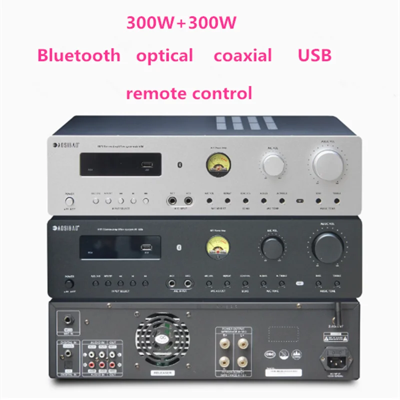AV-686 300 واط * 2 توشيبا أنبوب بلوتوث الألياف محوري USB ميكروفون MIC صدى ستيريو Hifi المنزل كاريوكي KTV المرحلة مضخم الصوت
