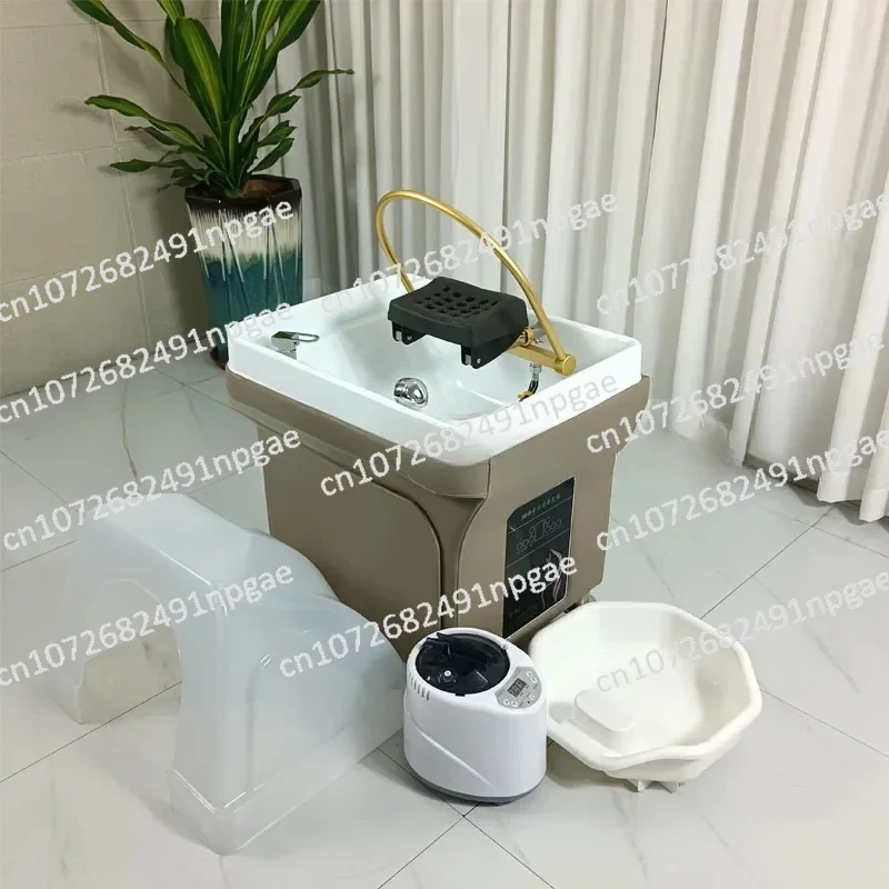 New Mobile Shampoo Basin Barber Shop Spa Fumigation Water Circulation Head Treatment Facial Bed Massage Couch Shampoo Chair