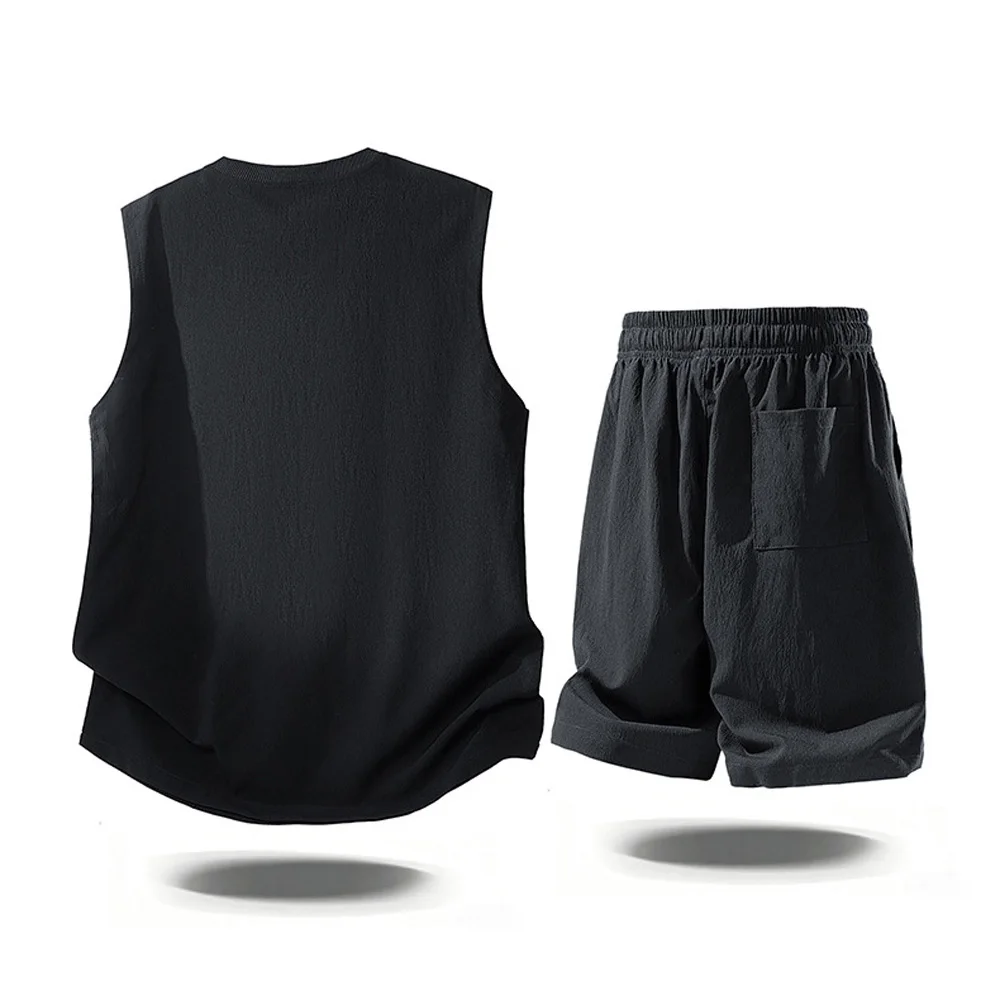 Mens Casual 2 Piece Outfits 2026 Summer Fashion Sleeveless Tank Top and Elastic Waist Shorts Male Daily Wear Athletic Gym Sets view 4