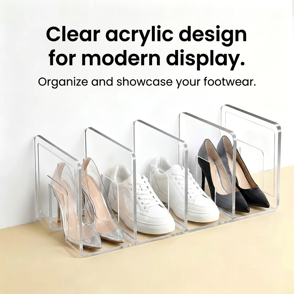 1pc 4-Grid Acrylic Transparent Shoe Rack, Multi-Layer Display Stand, Bag Organizer for Entrance Men Women Shoe Storage Rack Home