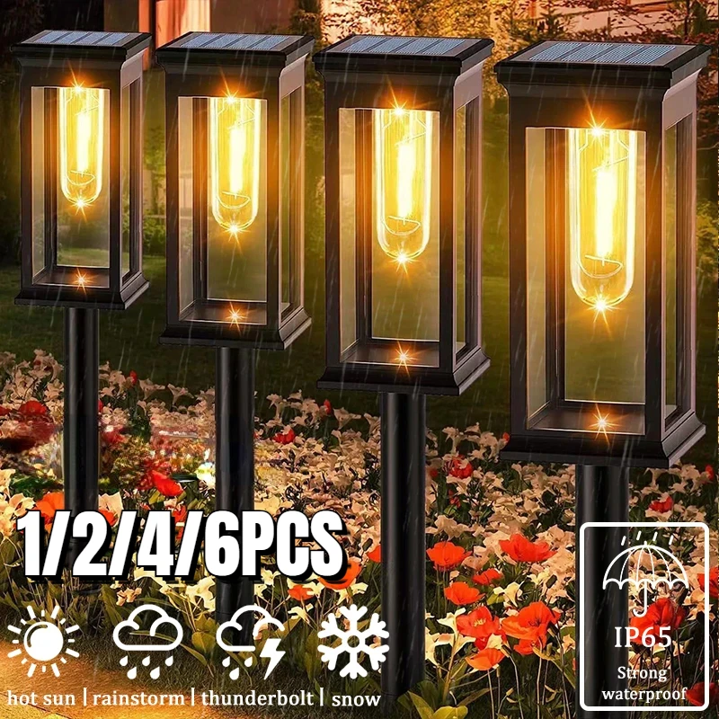 

Solar Pathway Lights Tungsten Filament Bulb Outdoor LED Filament IP65 Waterproof Auto on/Off Garden Landscape Path Lamp