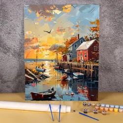 Diy Painting By Numbers Paint Kit For Adults Sunset Town Landscape Home Decors Coloring On Numbers Handmade Art Picture