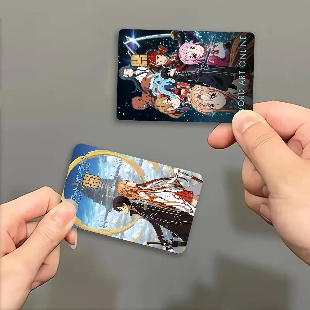 Anime S-Sword Art O-Online SAO Credit Card Skin Stickers No Adhesive Residue Water Proof for VISA Credit Card Subway Access Card