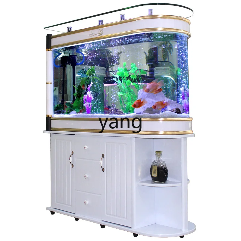 

YJQ glass fish tank living room entrance aquarium medium and large household water-free partition