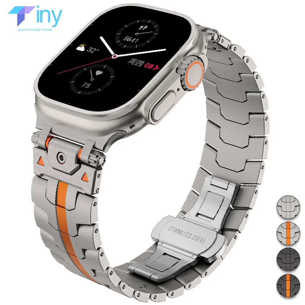 Armor Band for Apple Watch Ultra 2 49mm 46mm 41mm 42mm 45mm 40mm 44mm Stainless Steel Strap for Iwatch Series 10 9 8 7 SE 6 5 4