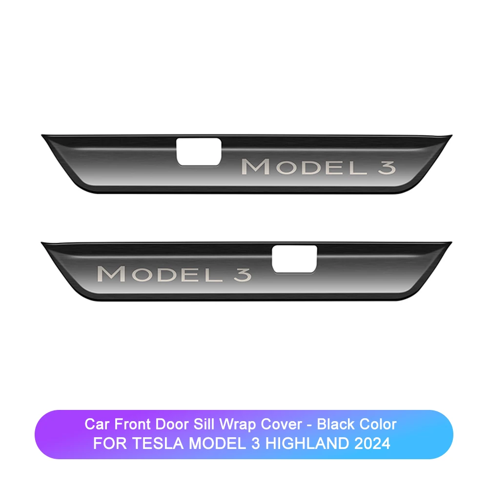 For Tesla Model 3 Highland 2024 Door Sill Trim Strip Cover Stainless Sticker