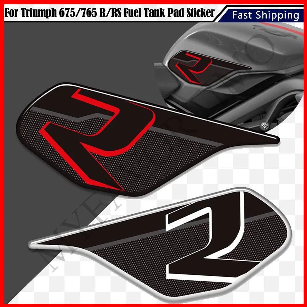 

Motorcycle For Triumph Street Triple Daytona 675 765 R RS Gas Fuel Oil Kit Knee Fish Bone Tank Pad Protector Stickers Decals