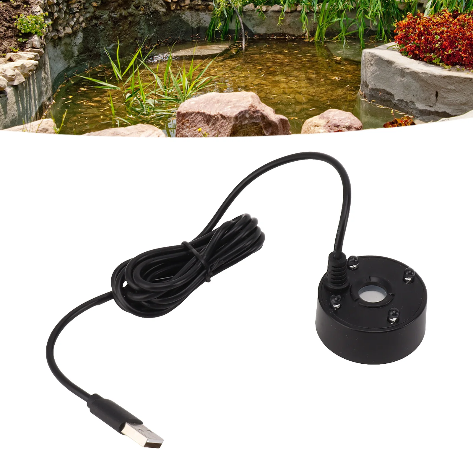 Mist Maker USB Colorful LED Lights 5V Ultra Sound Fountain Atomizer For Pond Rockery Fish Tank Sink Garden Decor