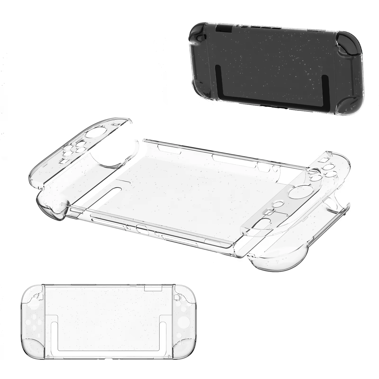 Przezroczyste, brokatowe etui dokujące do Nintendo Switch 2 (2025), smukłe, ochronne etui PC na Joy-Cony, twarda obudowa. — zdjęcie produktu 6