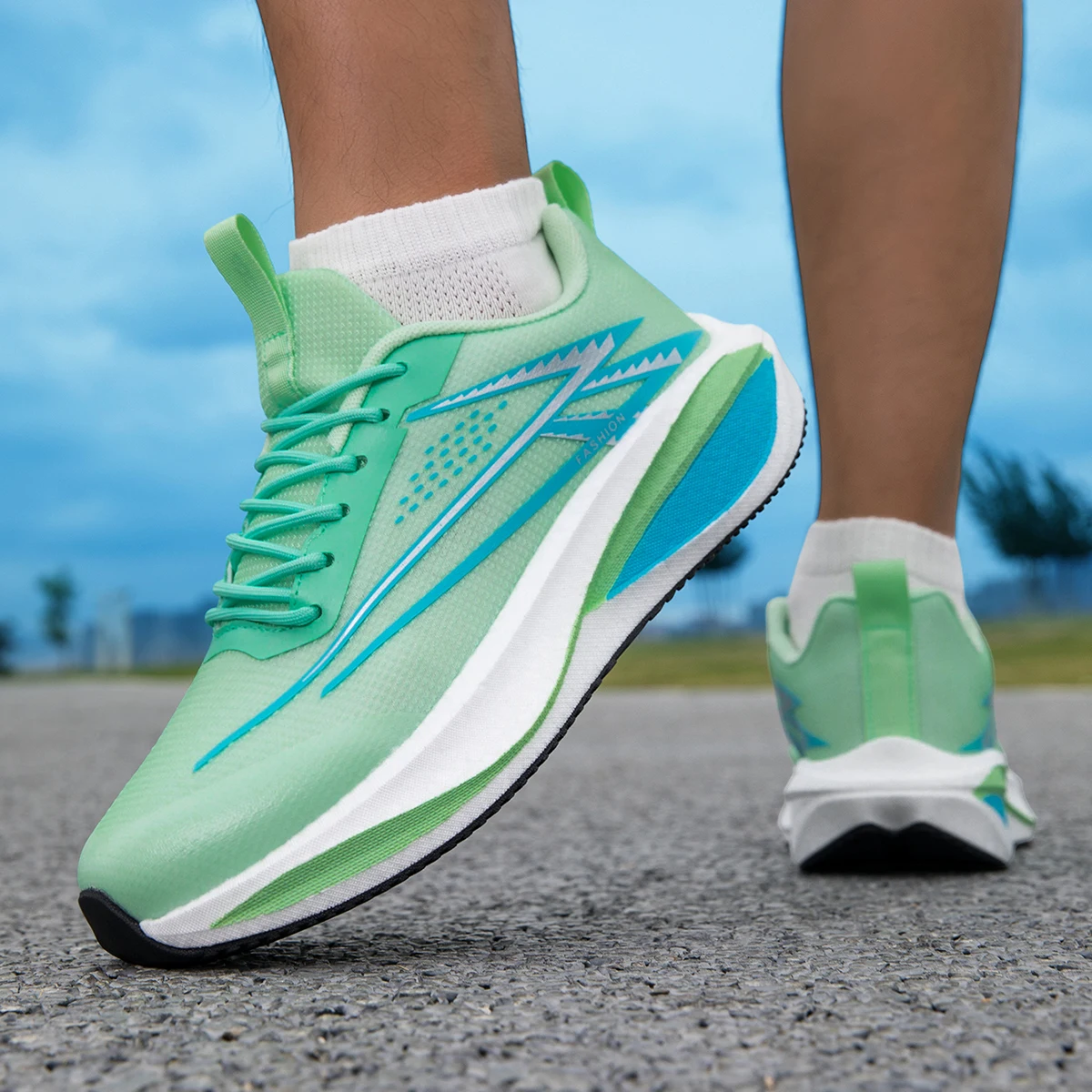 Klassische schwarze Herren-Laufschuhe, Schnür-Sportschuhe, lässige Sneaker, atmungsaktive, bequeme Sportschuhe für Damen, Outdoor-Wanderschuhe – Detail 11