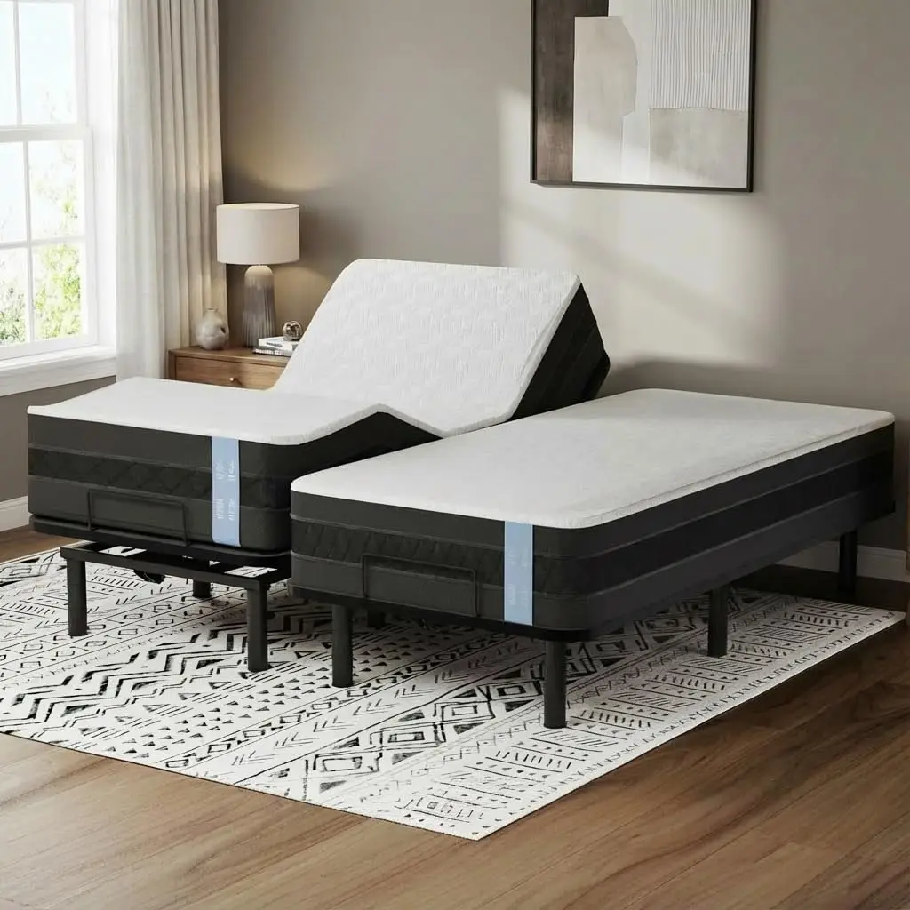 Adjustable Bed Frame Split King Electric Motorized Ergonomic Zero Gravity Anti Snore USB Under Bed Light, Customized